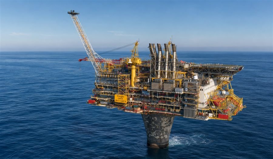 Offshore oil and gas platform at sea